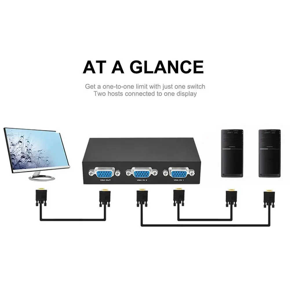 VGA коммутатор 2 в 1 из VGA компьютерный коммутатор 2 порта VGA коммутатор 2 пути VGA сплиттер коробка видео переключатель монитор конвертер адаптер