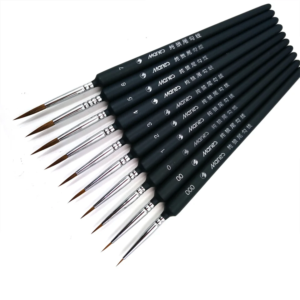 Conjunto de Pincel Linha de Cabelo em Miniatura Miniatura para o para o Detalhe Arte do Prego Qualidade Premium Sable Caneta Gancho da Arte da Pintura da Escova da Desenho da Arte Suprimentos 7 Qualidade premium pincel de pintura conjunto sable