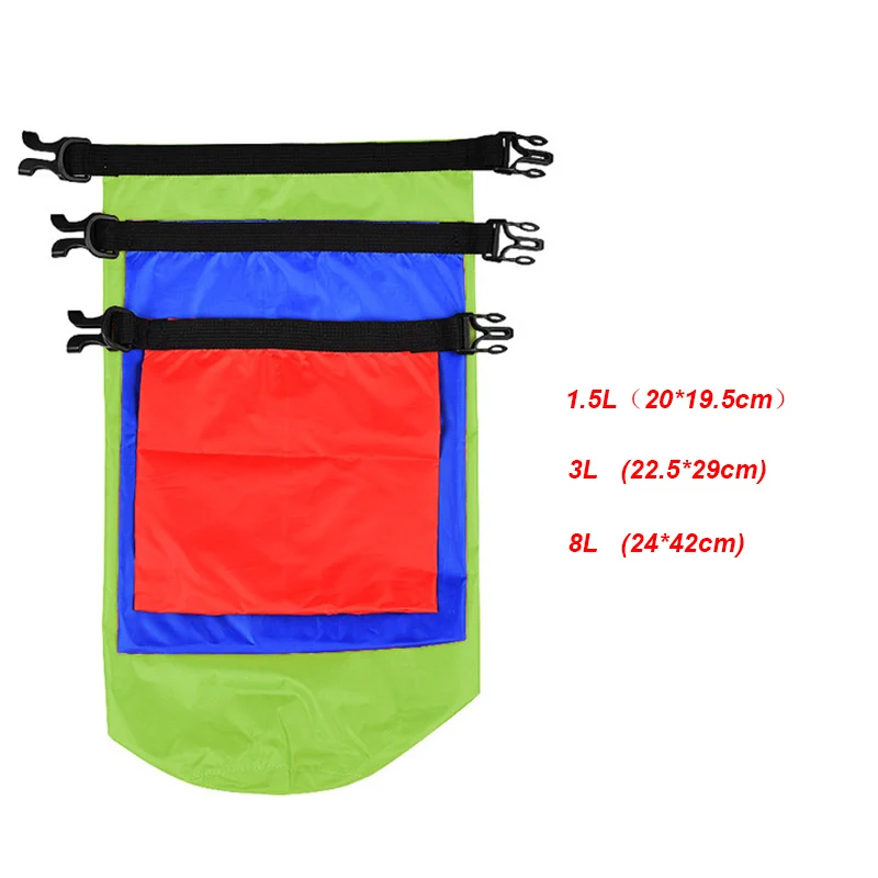 Водонепроницаемый плавательный мешок сухой мешок 3 шт./компл. 1.5L+ 3L+ 8L открытый байдарках River плаванье упаковка для хранения Sack сопротивление воды