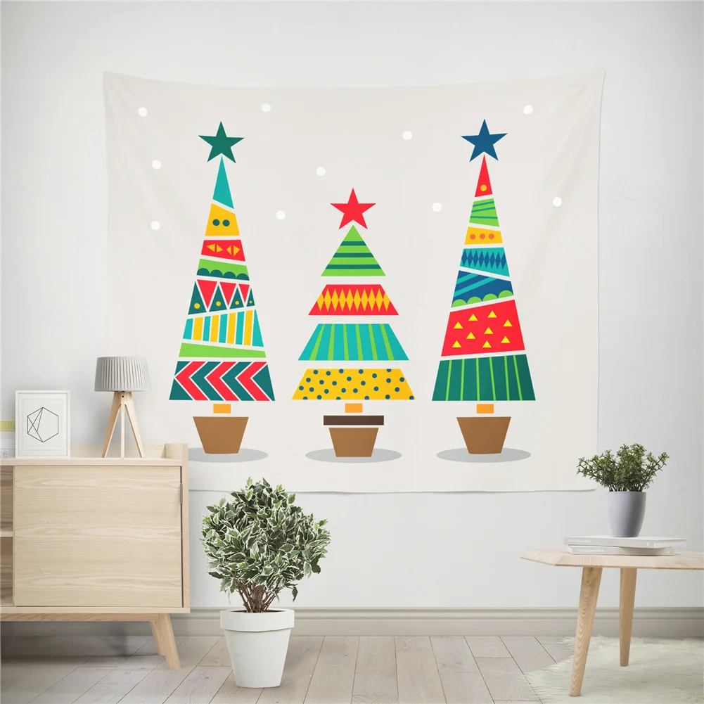 

Christmas Decoration Tapestry Wall Hanging Fabric Witchcraft Wall Tapestry Hippie Boho Home Decor Colorful Trees Tapiz New Year