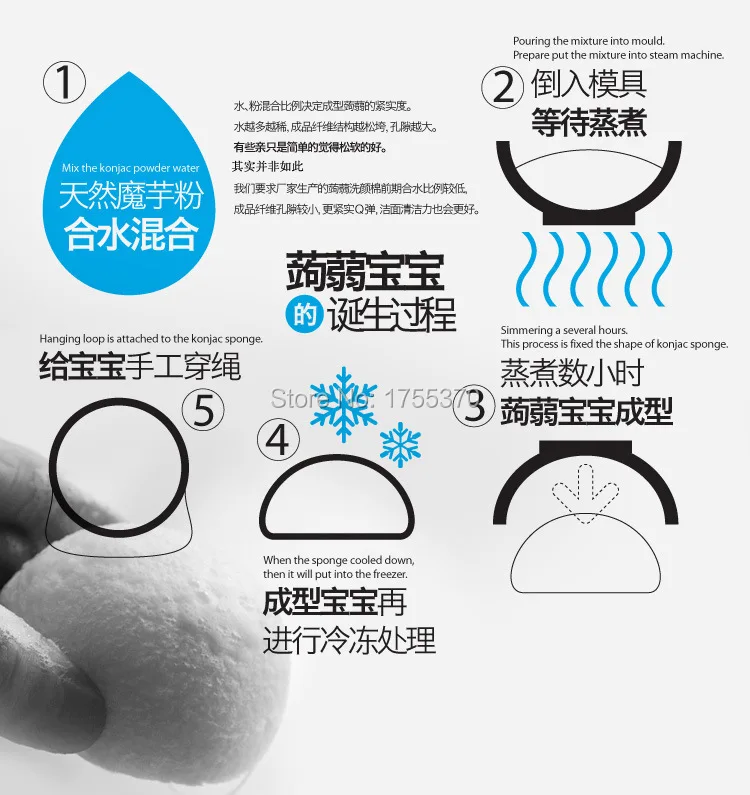 Online Konjak alam Konnyaku Facial Puff Wajah Cleansing Sponge Hijau perawatan kulit