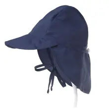 Летняя Пляжная однотонная шляпа с защитой от солнца для малышей, регулируемая складная уличная Кепка с покрывалом с воротником и клапаном на подбородке