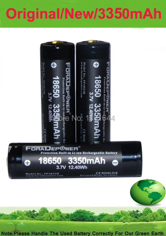 Foradepower 6PCS/LOT 3.7V 18650 3350mAh PROTECTED High Drain Diving