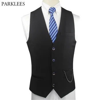 

Mens Business Formal Dress Suit Vest Gilet Homme 2018 New Slim Fit Sleeveless Single Breasted Vest Waistcoat Men Cchaleco Hombre