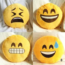 Cute Plush Toy Sofa Decorations Soft Emoji Smiley Emoticon Yellow Round Cushion Pillow Stuffed Plush Toy Doll High Quality