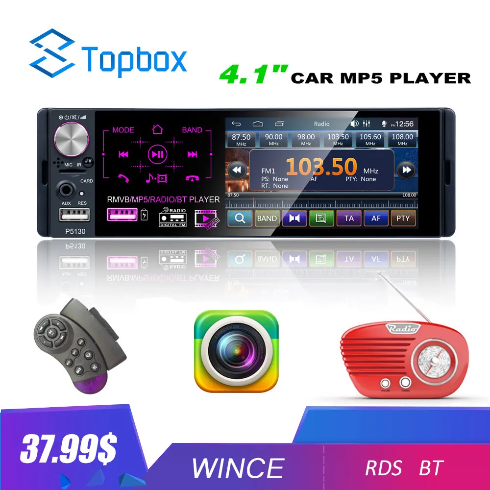 

Camecho 4.1'' Capacitive Touch Screen Autoradio HD Bluetooth Car Radio Universal MP5 Video Multimedia Player Auto Radio Stereo