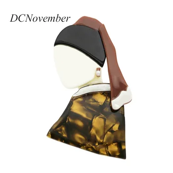 

The Girl With a Pearl Earring Brooch Acrylic Brooches Environmental Acetate Brooch Pins Accessory DCNovember