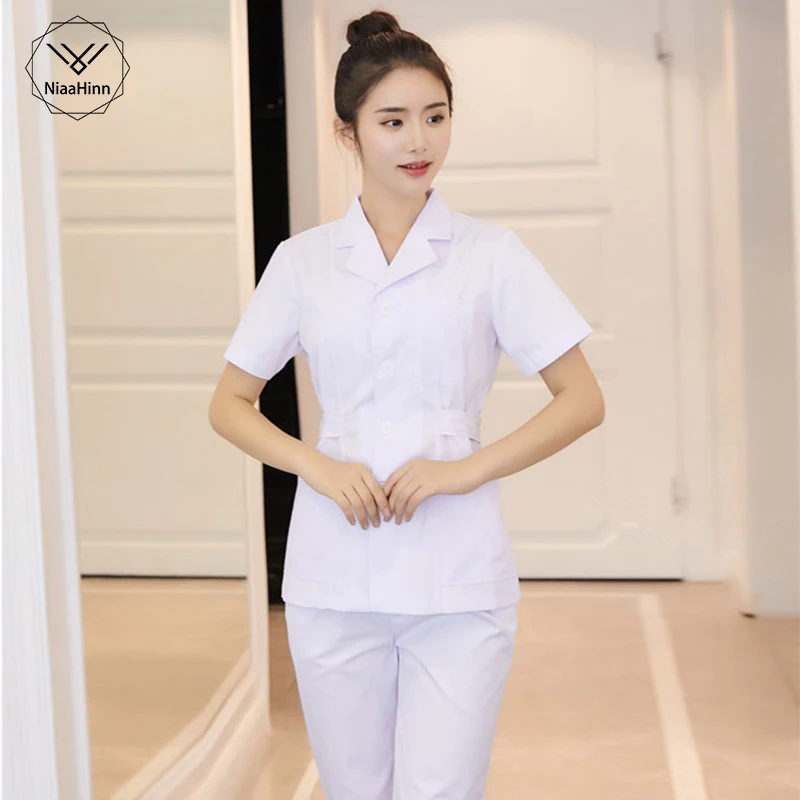 

Medical clothing white Long/short sleeve tops medical coat dental lab doctor uniform womenPharmacies work clothes medical scrubs