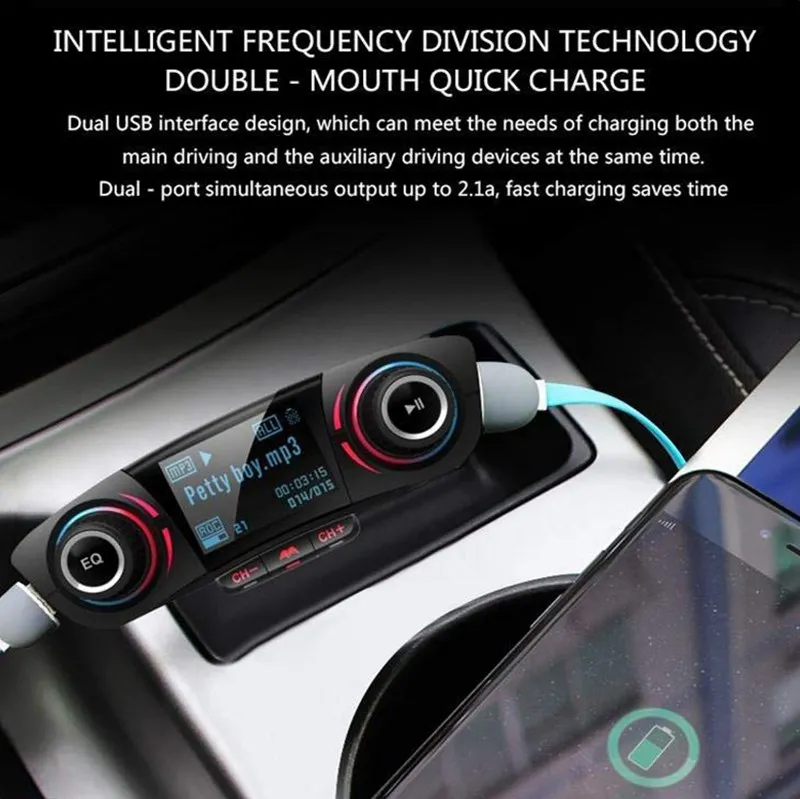 MP3 плеер громкой связи Bluetooth автомобильный комплект радио аудио адаптер 5 в 2.1A с Автомобильный MP3-плеер fm-передатчик BT06 Bluetooth 4,0