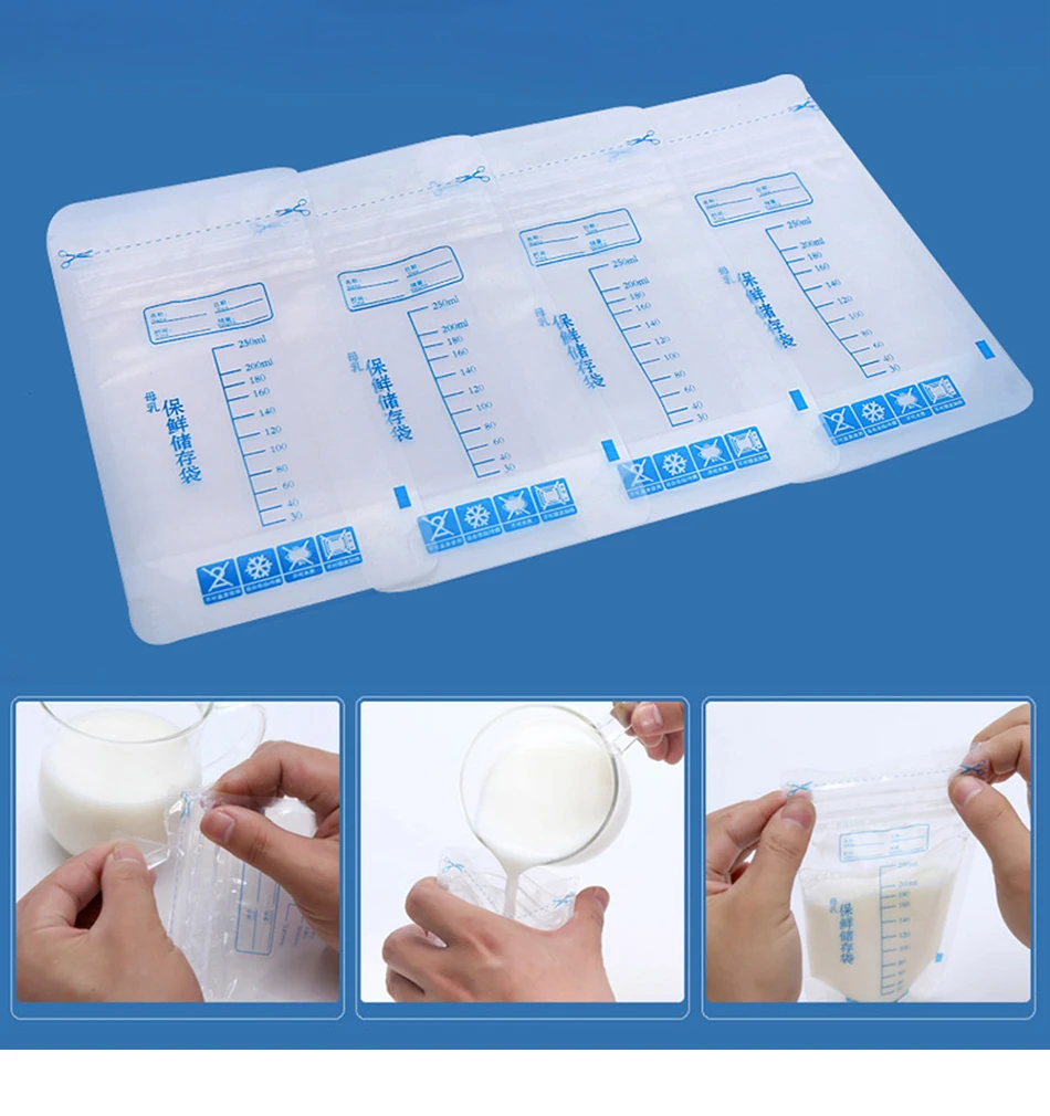 

20Pcs/Lot 250ml Liquid Safe Food Storage Bags One-time Use Practical Bag Baby Cheap Freezer Bags Baby Breast Milk Storage Bag