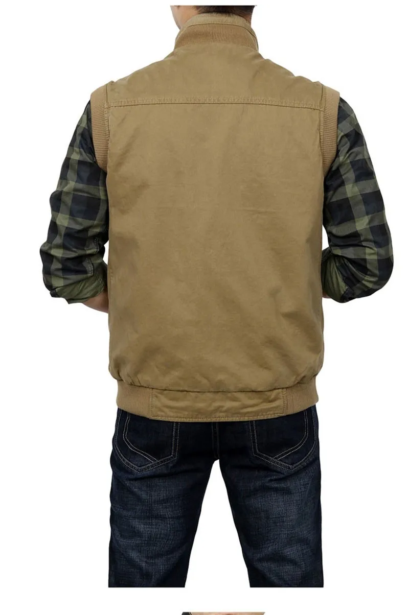 M~3XL 2015 Autumn Spring Reversible Casual Men Vest Coat AFS JEEP Cotton Pocket Cargo Outdoor Sleeveless Jackets Waistcoat Vests (6)