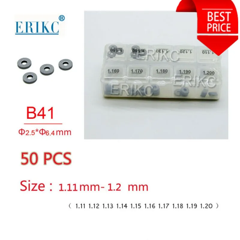 

ERIKC Gaskets Shims B41 Sizes 1.100-1.200mm Common Rail Injector Adjusting 50 Pieces Valve Adjustment Washer for Bosch
