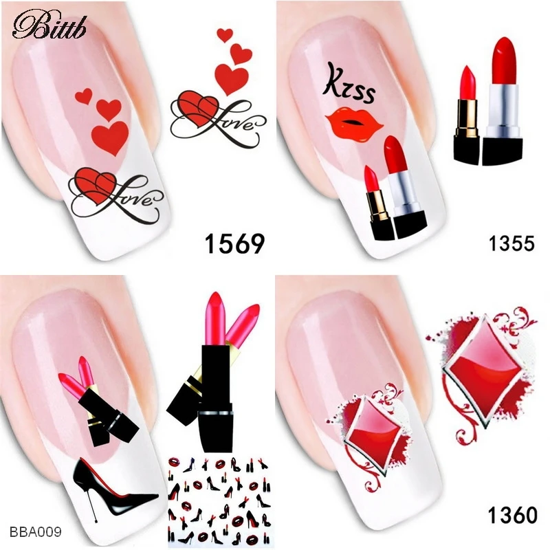5 шт. декоративная помада для маникюра в виде сердца|fingernail sticker|nail stickernail manicure stickers