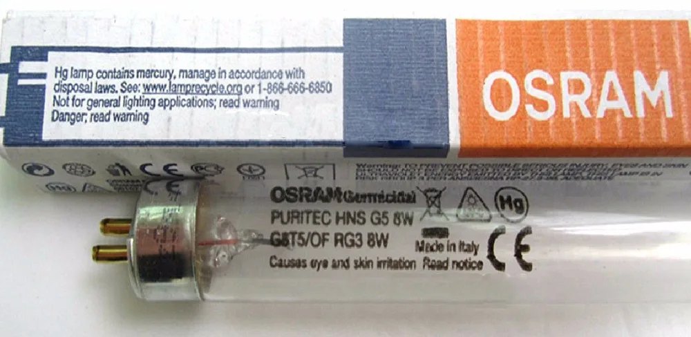 

OSRAM PURITEC HNS G8 8W . G8T5/OF RG3 8W ,UVC 8W 253.7nm 254nm , UV LAMP