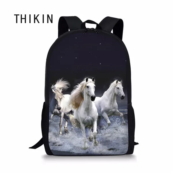 Классная школьная сумка THIKIN Crazy Horse 3D для мальчиков и девочек, персональный Детский рюкзак, книга для заказов, сумка Mochila 16 дюймов