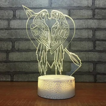 

Bird 3d Creative Seven Colorful Night Lights Creative Remote Control Led Lights White base Lovely 7 color change 3D Lamp