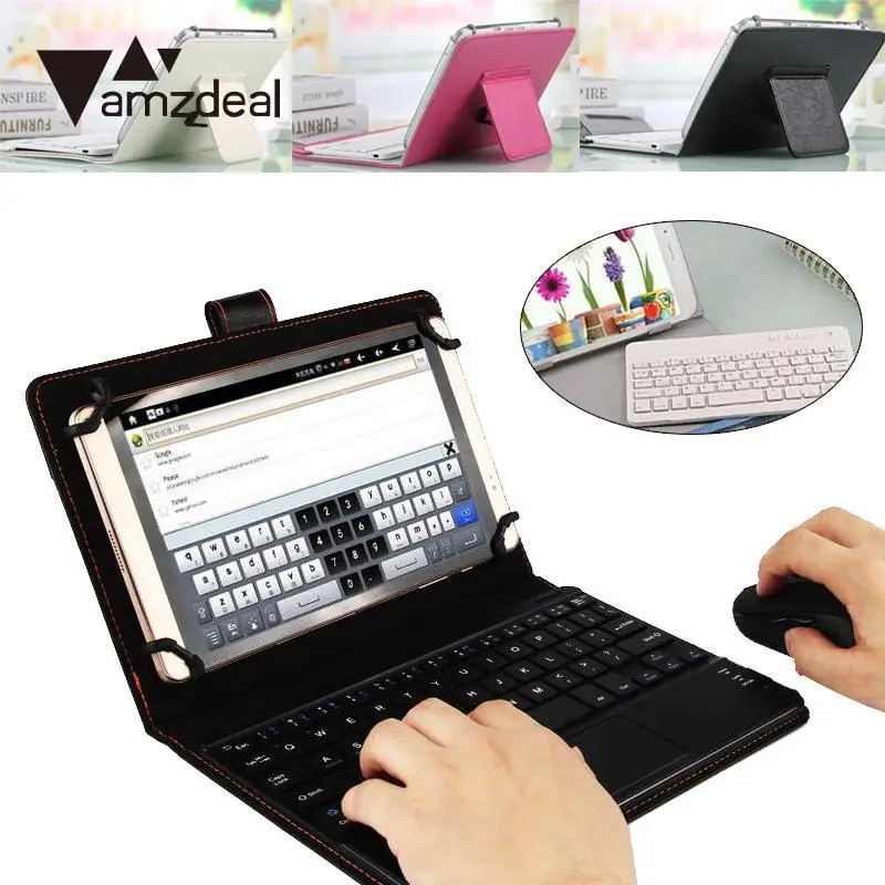 

amzdeal Universal Tablet Bluetooth Keyboard Case For 7"/8'' Inch Tablet Detachable PU Leather Keyboard Case High Quality