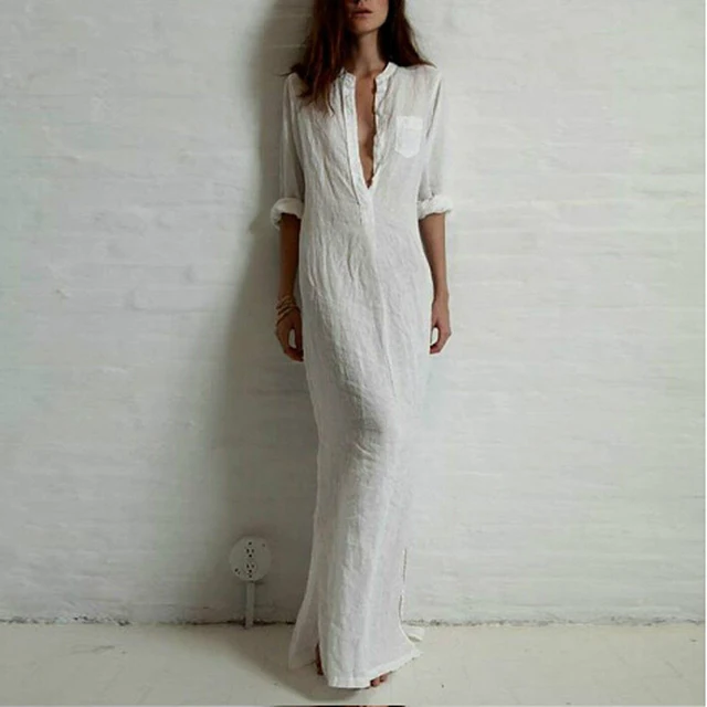 white maxi shirt dress uk