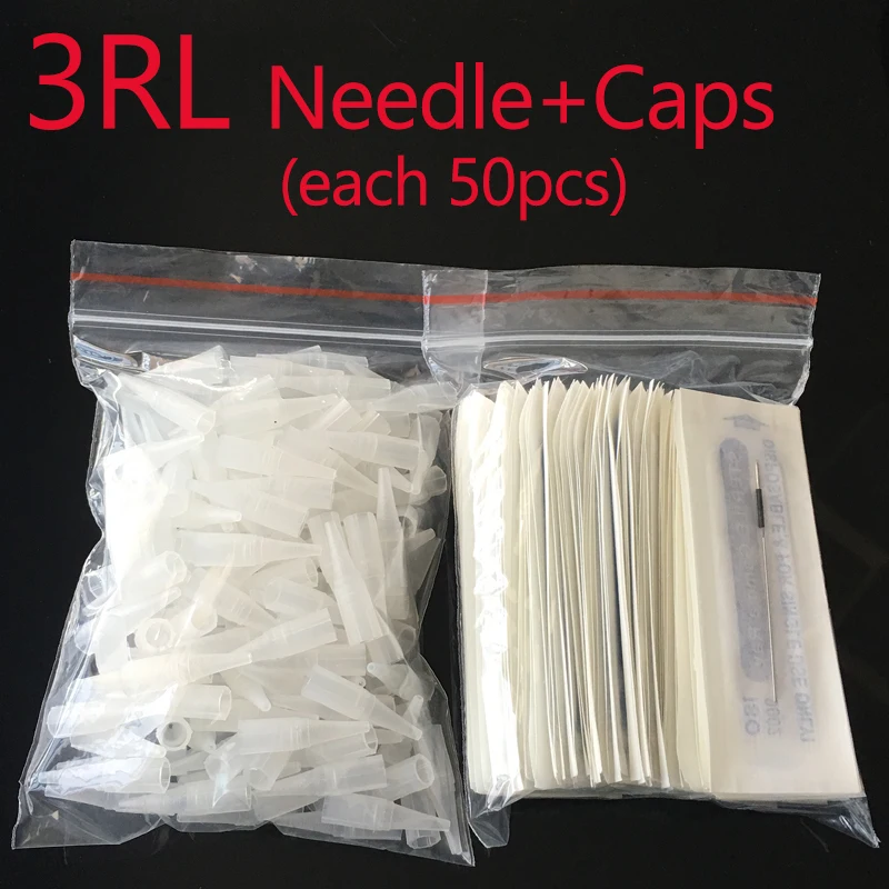 

3RL (50pcs needle+50pcs caps) Permanent Makeup Manual Eyebrow Tattoo Bevel Blades tattoo Needles