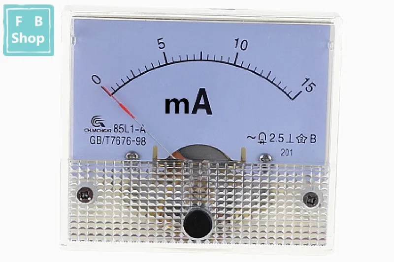 1 шт. 85L1-mA 2mA 3mA 5mA 10mA 15mA 20mA 30mA 50mA 75mA AC белый Пластик оболочки Аналоговая Панель Ампер Амперметр - Цвет: 15mA