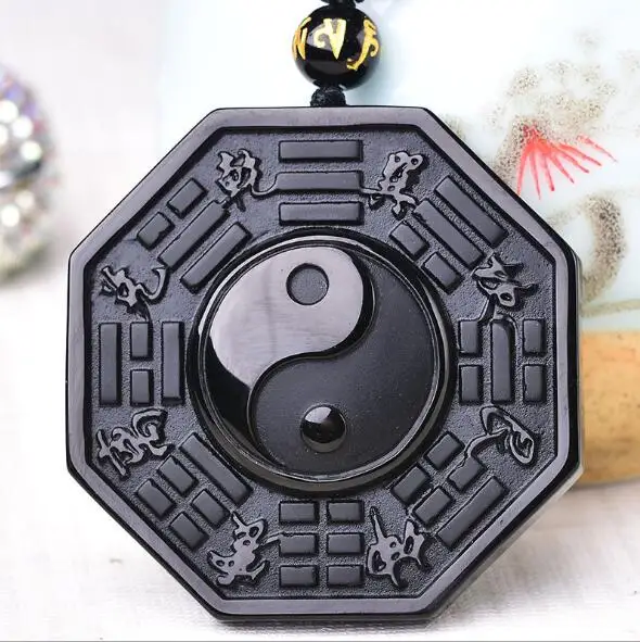 

DropShipping Black Obsidian Necklace Pendant Chinese BAGUA Men's Jewelry Women's Jewelry