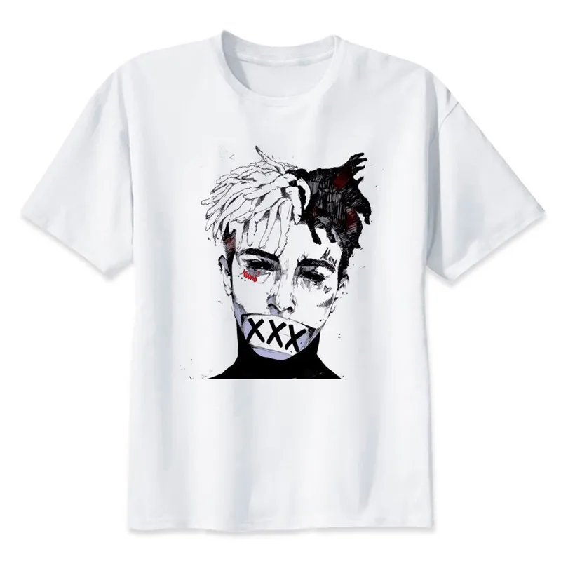

Newest Fashion Man T shirt Xxxtentacion Summer Fashion T-shirt Casual White Funny Cartoon Print T-shirt Hip Pop Tops tees
