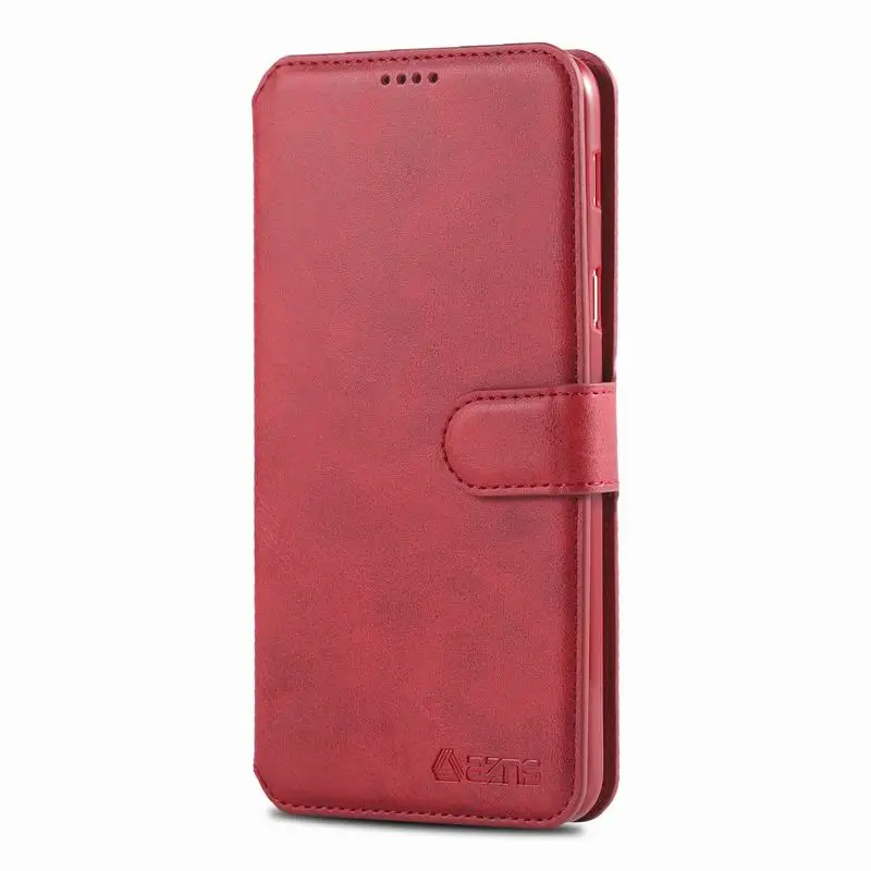 Чехол для samsung Galaxy A6 Plus a6plus, роскошный чехол, высокое качество, Магнитный Флип-кошелек, кожаный чехол для телефона для samsung A 6 360 - Цвет: Red