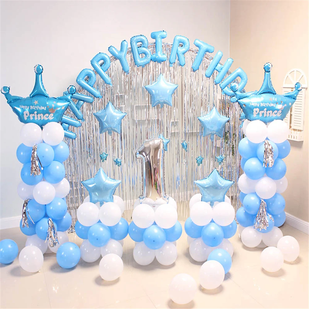 Balloons Decoration Happy Birthday Party Decorations Kids Background Wall  Blue Balloon 1st Birthday Decoration Supplies Globos - Ballons &  Accessories - AliExpress