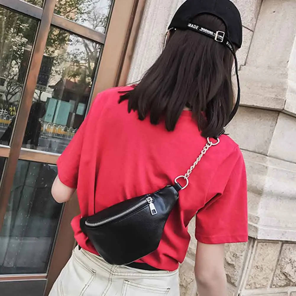 

Fashion Women Waist Bag Belt Wasit Pack PU Leather Chest Bag Vintage Shoulder Small Belt Money Purse WML99