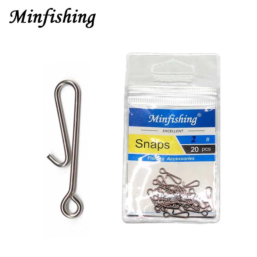 20 PCS Nice Fishing Snaps Minfishing Brand Stainless Steel Fishing Hook