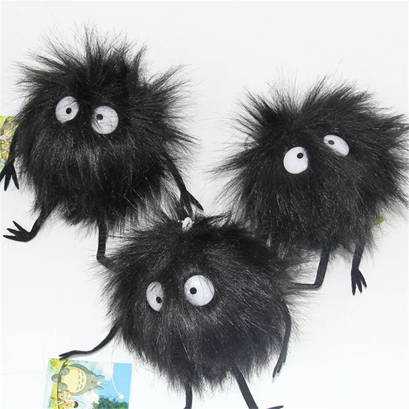 2017 New Totoro Coal Plush Toys Small Cute Anime  My Neighbour Totoro Coals Key Bag Pendants Black briquettes Dolls Gift 9cm 10pcs (2)