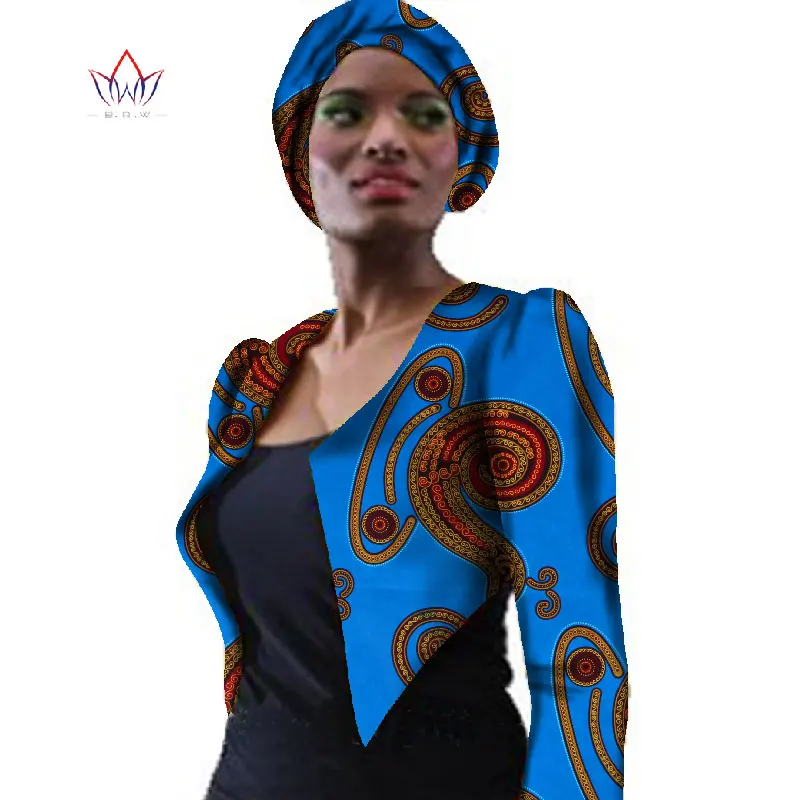 Новая африканская женская одежда OutfitsTrech пальто Базен Африканский принт пальто куртка Дашики размера плюс верхняя одежда WY057 - Цвет: 10