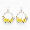 Boucles d'oreilles colorées en fleurs, en argile douce, anneau de dentelle, perle, cadeau d'anniversaire, bijoux de dîner sauvages, nouvelle collection ► Photo 2/6