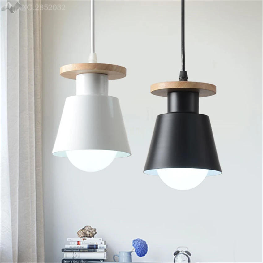 

[LFH] Modern Pendant Lights Iron Wood Pendant Lamp for Living Room Bedroom Dining Room Restaurant Coffee Home Lighting Fixtures