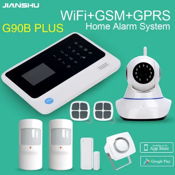 G90B плюс GSM WI-FI охранных приложение-будильник управления детектор PIR датчик мини проволочная сирена 2MP WI-FI IP ptz-камеры