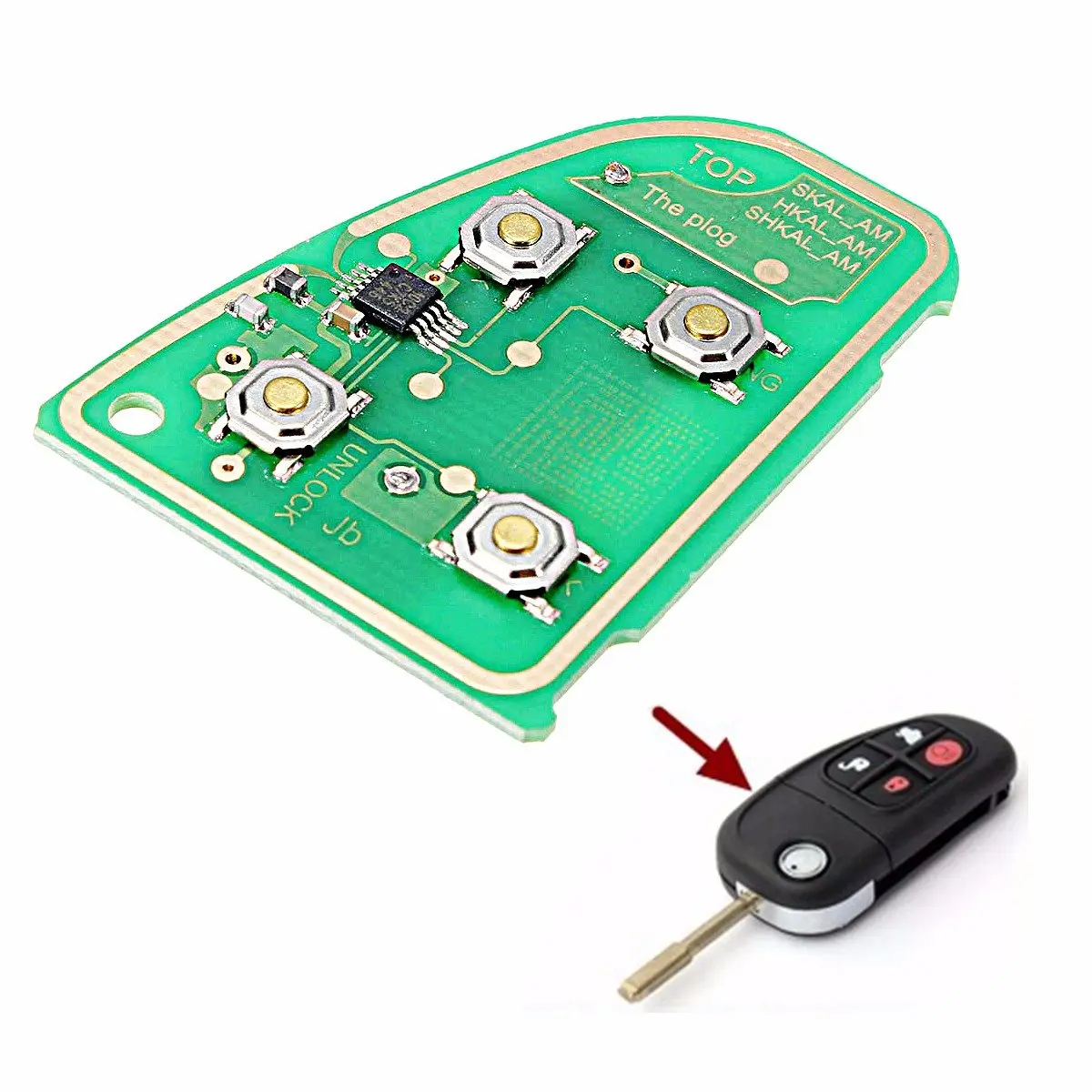 

433 MHz KEY CIRCUIT BOARD FOR JAGUAR X TYPE XJ XJR 4 BUTTON FLIP REMOTE FOB