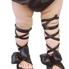 Детские сандалии-гладиаторы с металлическим бантом для маленьких девочек