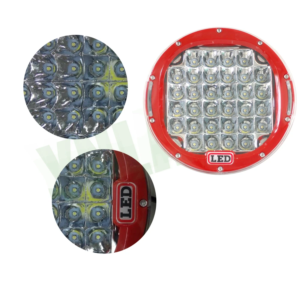 YNROAD 320 Вт 9 дюймов красный круглый светодиодный светильник, для езды по бездорожью светильник светодиодный светильник для внедорожников, квадроциклов, UTV, 4D, 4X4 использования 25600LM