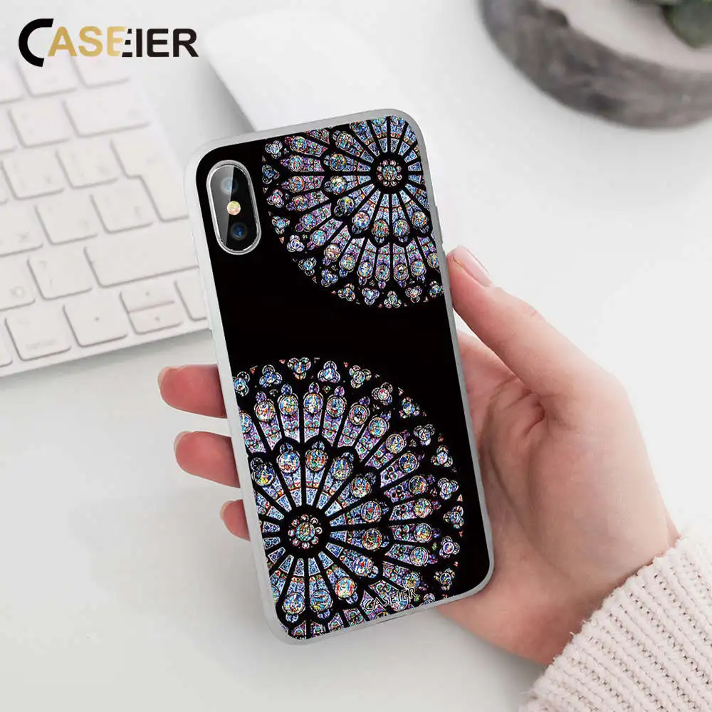 

CASEIER Rose Window Case For Xiaomi Redmi 6A Note 5 7 Pro 4A 5A Notre Dame de Paris Pattern Phone Case For Xiaomi A2 6X Bag Capa