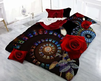 

BEST.WENSD Luxurious home textile Bohemia style 3d Bedding Sets floral quilt cover set Bed linen pillowcase King Reactive Print