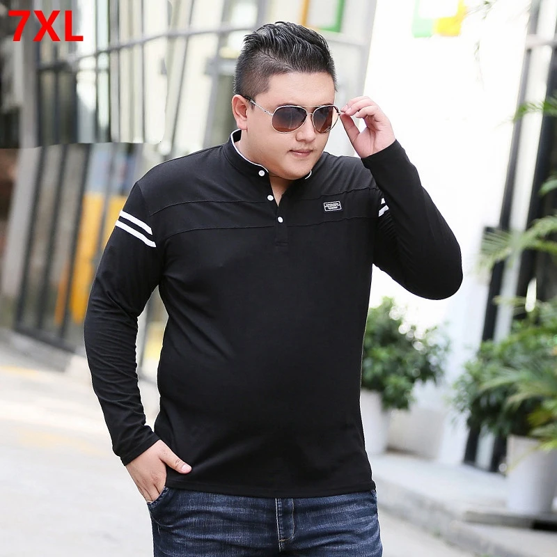

Large size men's long-sleeved polo shirt men Men's plus size spring autumn long-sleeved simple super size extra large
