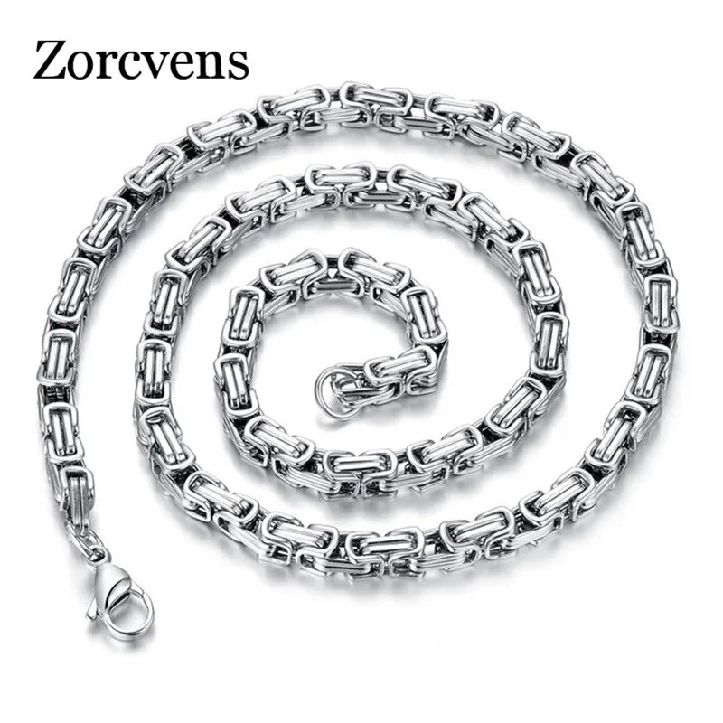 

ZORCVENS 2019 New Classical Men Byzantine Necklaces Fashion New Stainless Steel 60cm Long 8MM Width Jewelry Link Chain