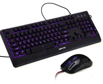 

QN2 USB Wired Keyboard Mouse Set Ultra-Slim Multimedia Gaming Keyboard and LED Backlit Mouse Ergonomic Design combo for PC L0309