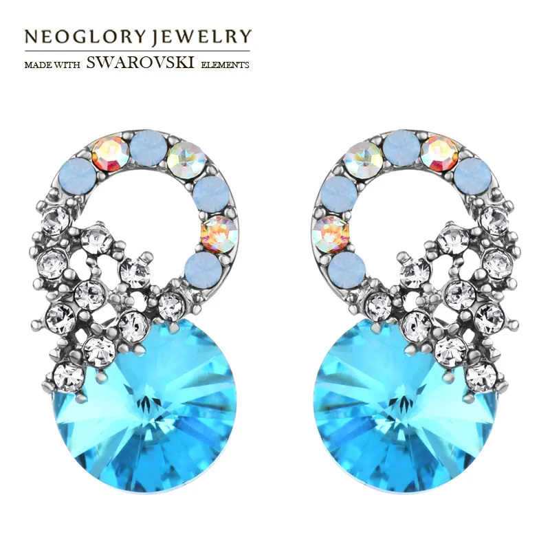 

Neoglory Austria Crystal & Auden Rhinestone Stud Earrings Trendy Round Design Stylish Jewelry For Women Wholesale Gift