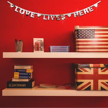 

Funlife High - end luxury Love mirror paste wedding home slogan pull flag Europe and the United States party decoration MS361479