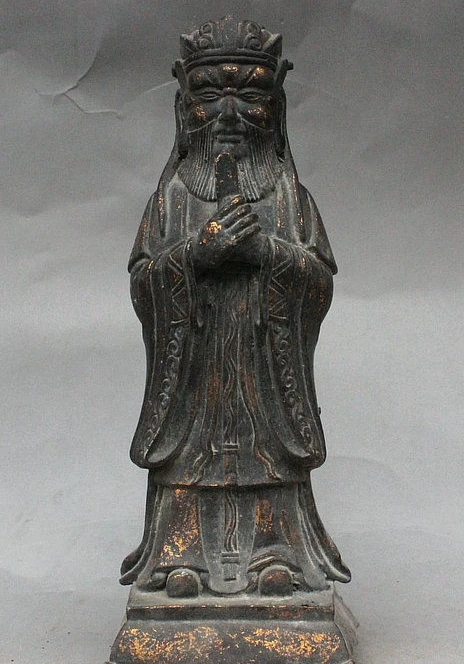 10&quot Old China Royal Palac Iron Gilt Stand Civil service Officer Official Statue | Дом и сад