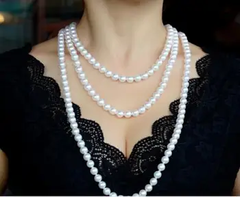 

gorgeous 9-10mm south sea round white pearl necklace 38 inch