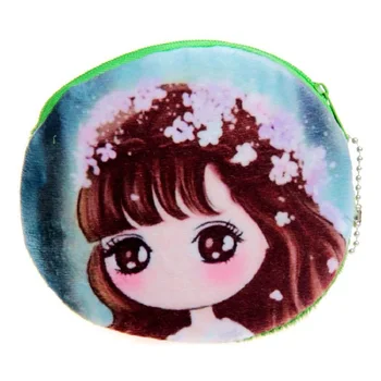

(4 pcs/lot) Plush cute girls cartoon printing women mini coin purses shorts wallets ladies small pouches money bags for girls