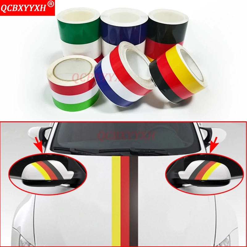 

QCBXYYXH Car-styling 7.5cm/15cm*100cm German France Italy Flag 3 Colors Stripe Decal Bumper Car Body Stickers Auto Accessories