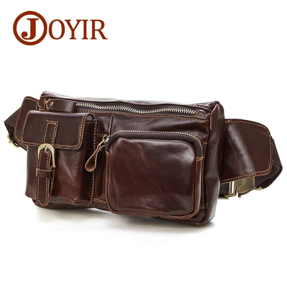 JOYIR جديد خمر جلد طبيعي عارضة متعددة الوظائف حقيبة الرجال الخصر حزمة الهاتف أداة كيت المنظم حقيبة صدر للرجال حزمة مراوح حقيبة